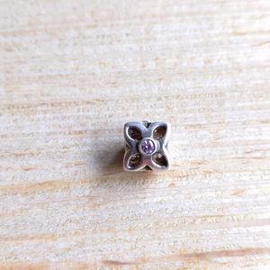 Pandora Flower Four Petals Pink CZ Charm - Retired